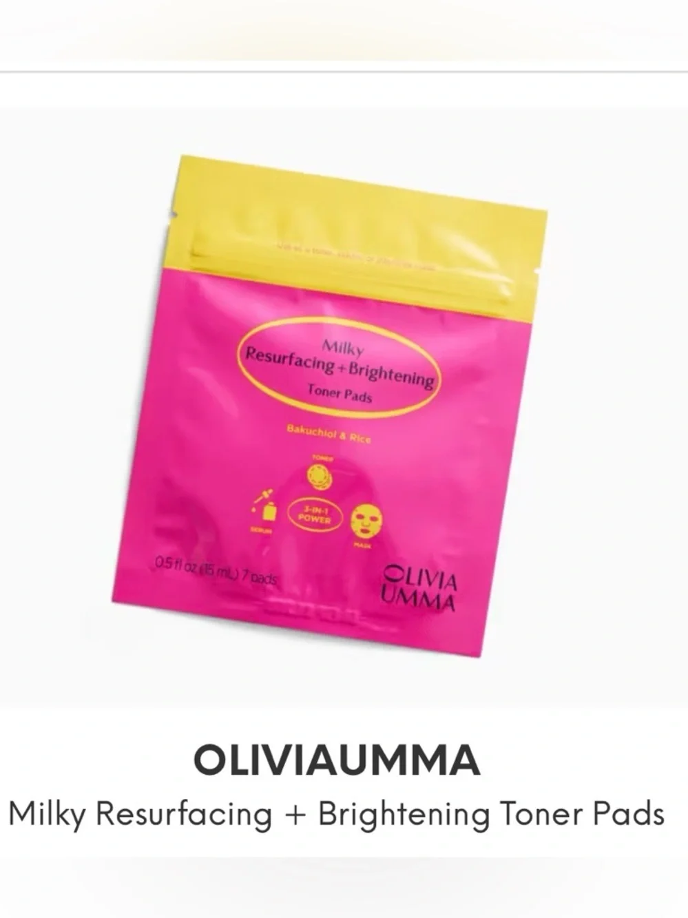 Olivia Umma Milky Resurfacing + Brightening Toner Pads - Pink & Yellow